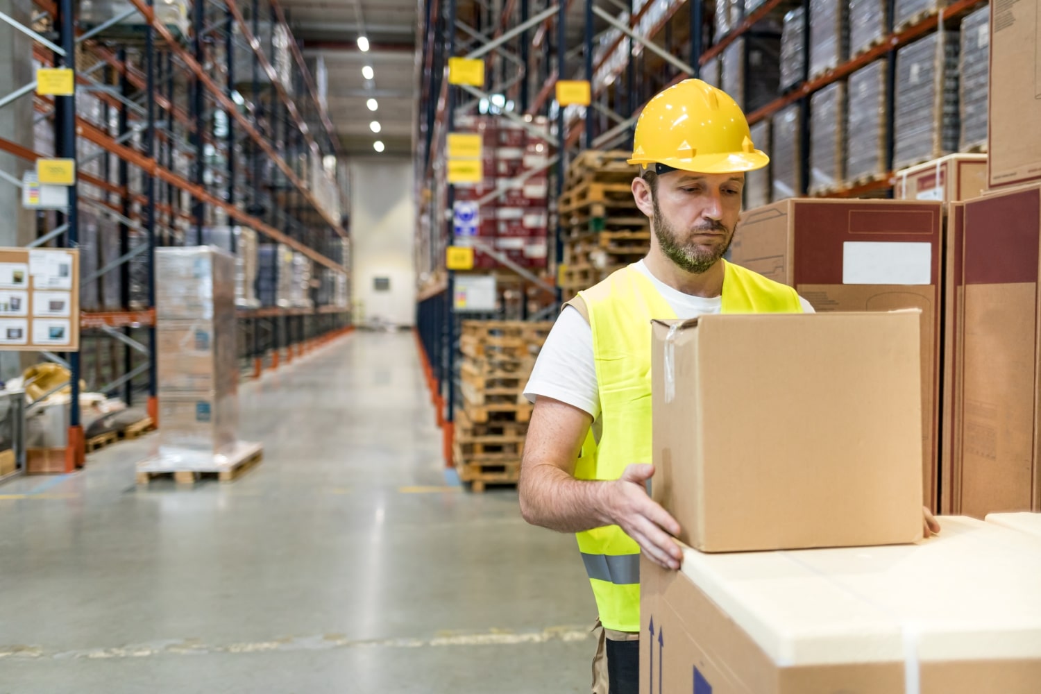 Warehouse worker receiving inventory at the RitePrep Texas warehouse